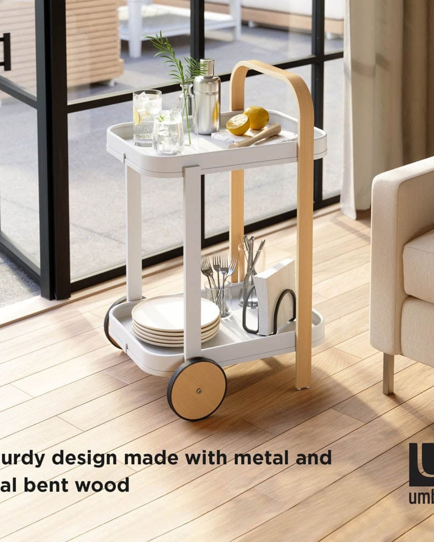 Umbra Bellwood Bar/Serving Cart White/Natural