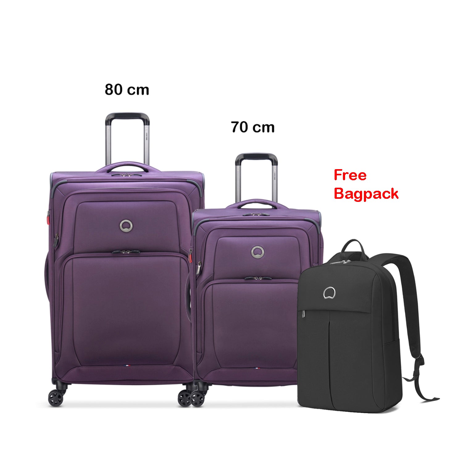 Delsey Paris Optimax Lite 2Piece Luggage Trolley Set + Free Agreable Backpack