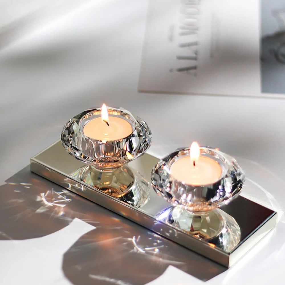Winko Tealight Holder 2-Lite With 2pcs Glass Diamond