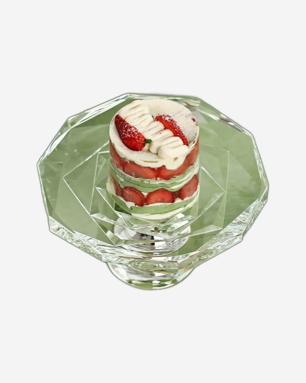 Winko Compote Round Dish With Pedestal 20cm Diamond Handmade Lead Free K9 Crystal Rose Blossom