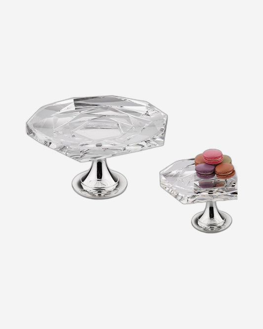 Winko Compote Round Dish With Pedestal 20cm Diamond Handmade Lead Free K9 Crystal Rose Blossom