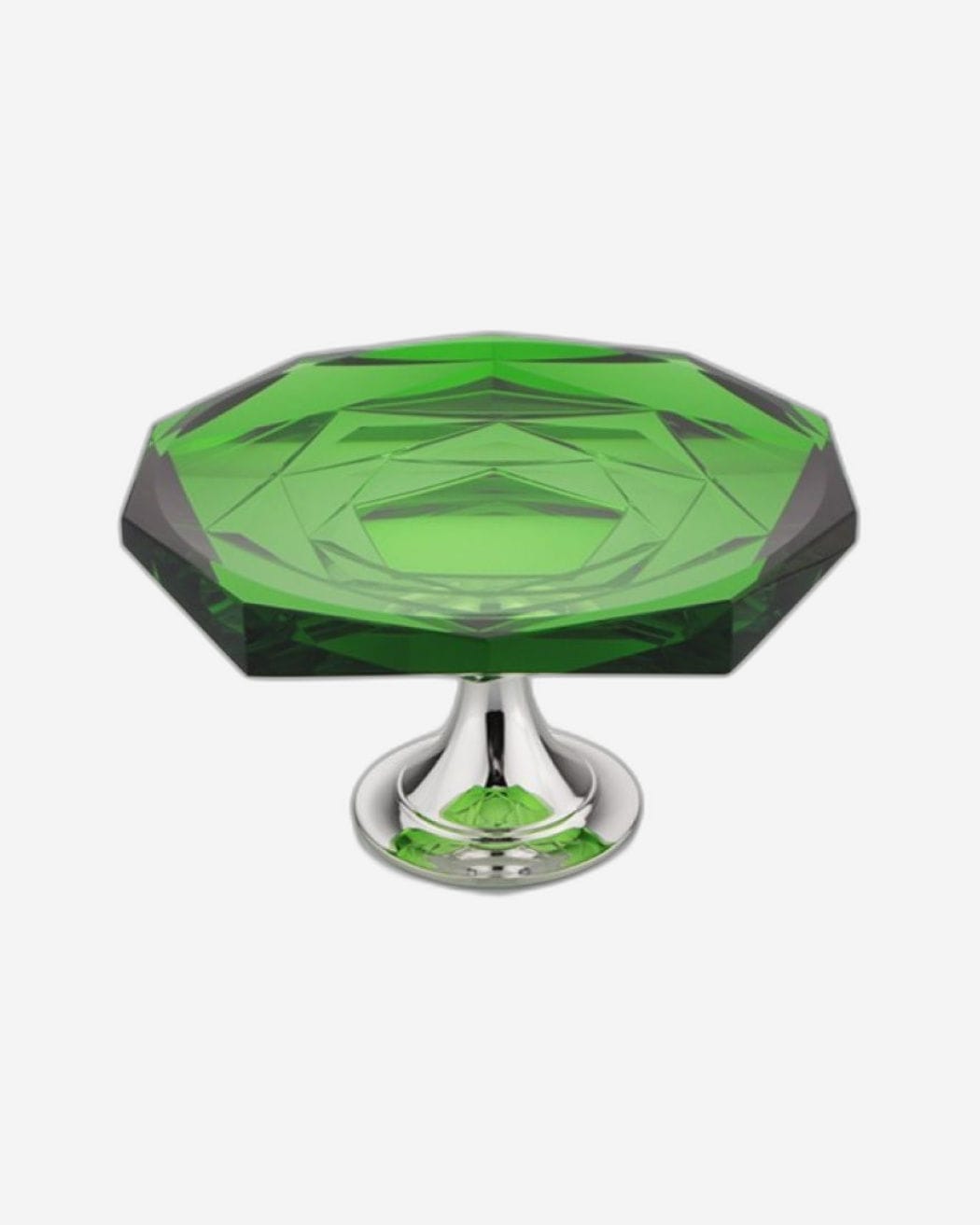 Winko Compote Round Dish With Pedestal 20cm Diamond Handmade Lead Free K9 Olivine Green Crystal Rose