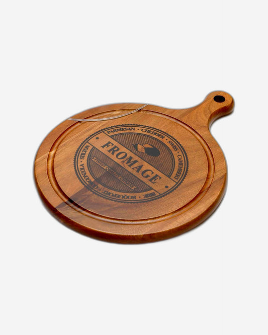 Home Fashion Acacia Wood/Glass Cheese Set