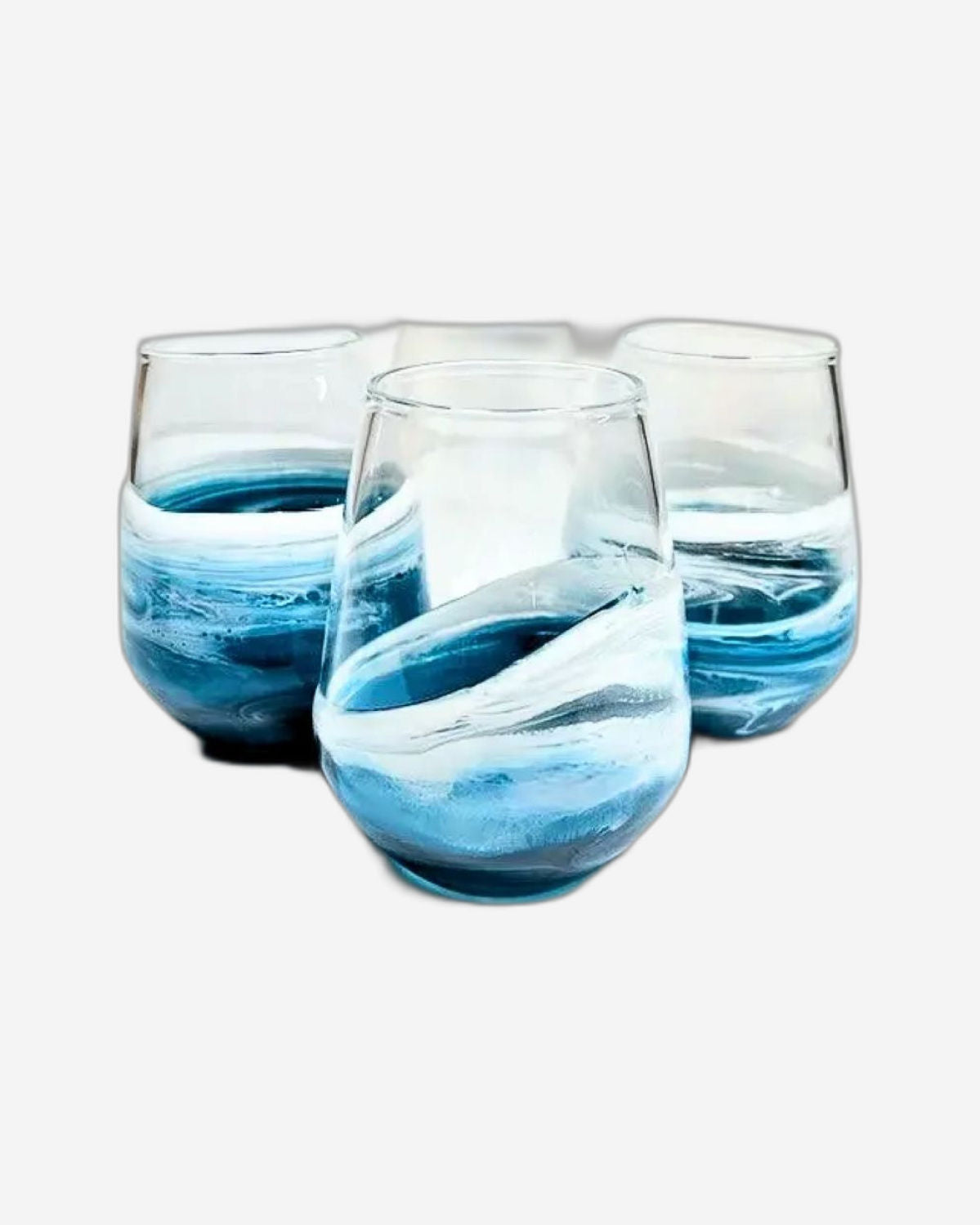 Lynn & Liana Resin Accented Entertaining Glasses Blue - Set Of 4