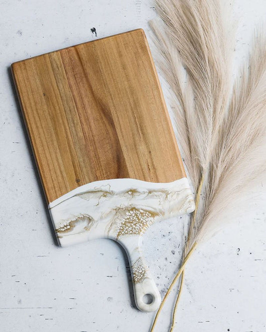 Lynn & Liana Large Resin Accented Acacia Wood Board