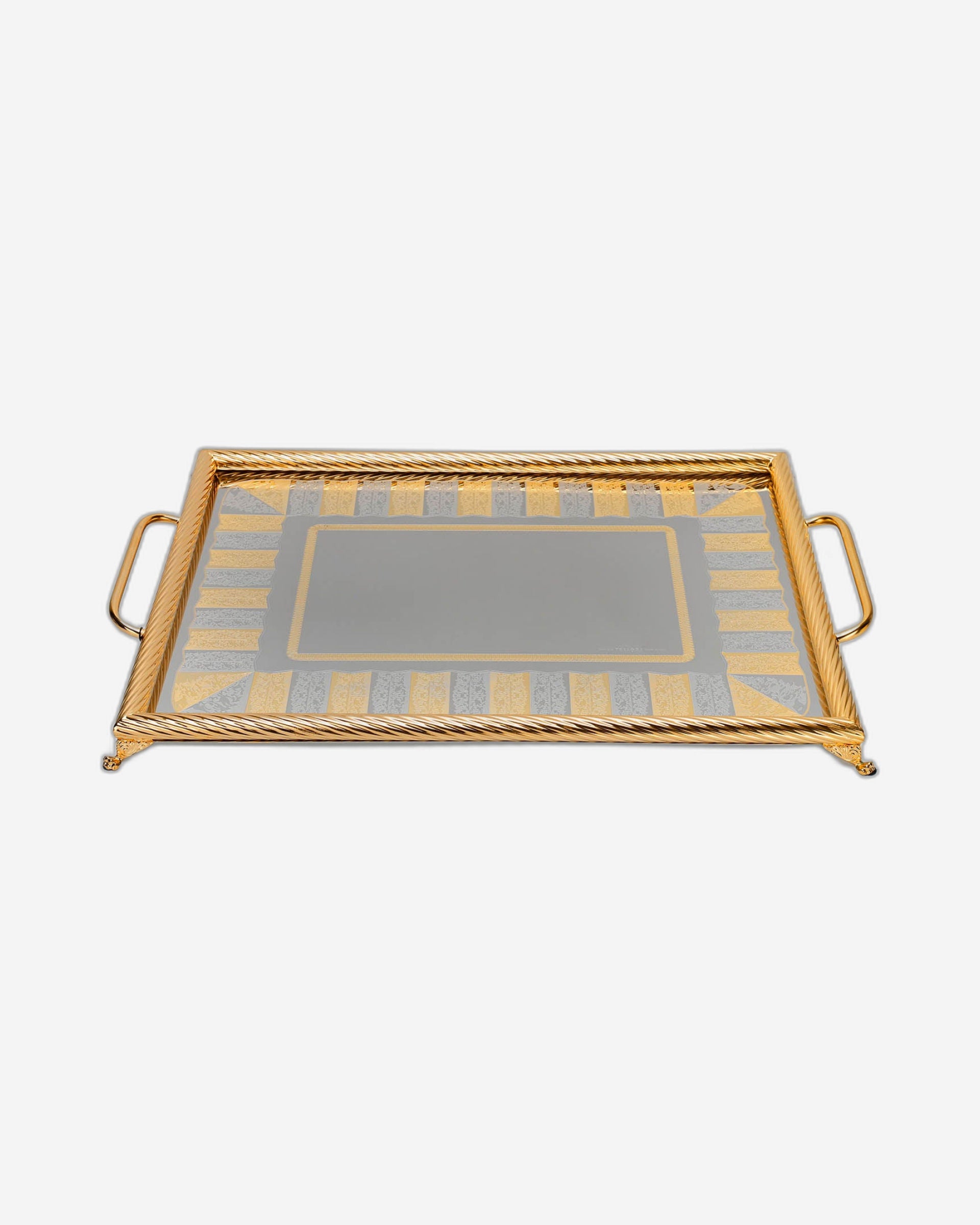 Tresors Alexie Gold Rect Tray Cm 50X35