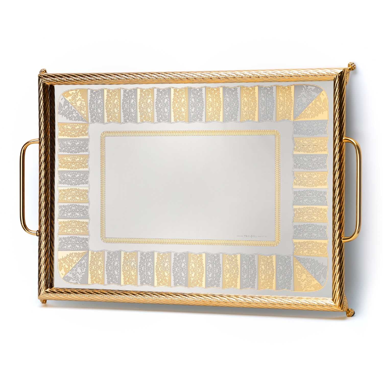 Tresors Alexie Gold Rect Tray Cm 50X35