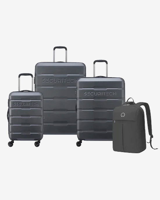 Delsey Paris Securitech Citadel Set of 3 Luggage + Free Agreable Backpack