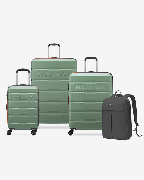 Delsey Paris Securitech Citadel Set of 3 Luggage + Free Agreable Backpack