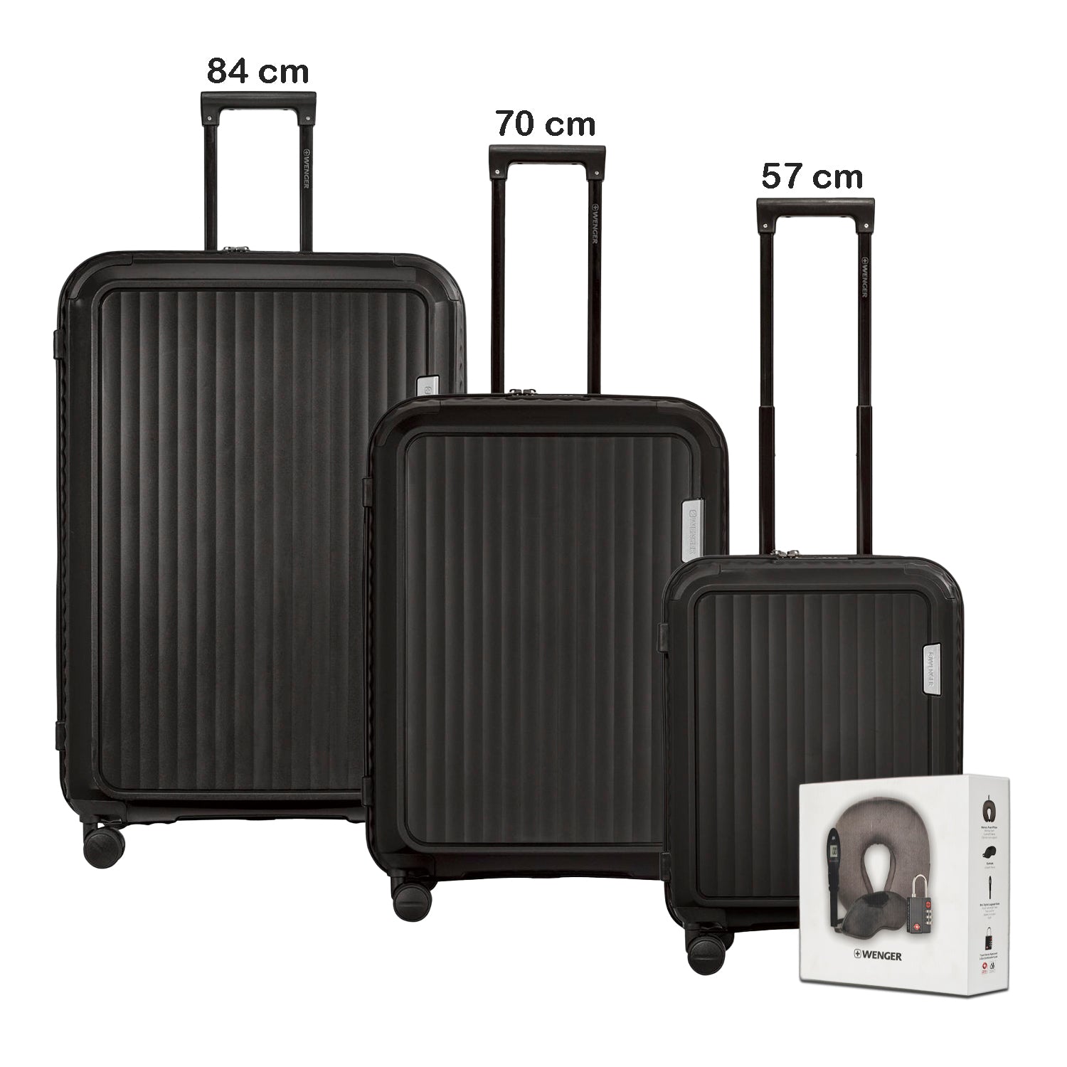 Wenger Optimo Set of 3 Trolley 54+68+81cm + Free Travel Acessories