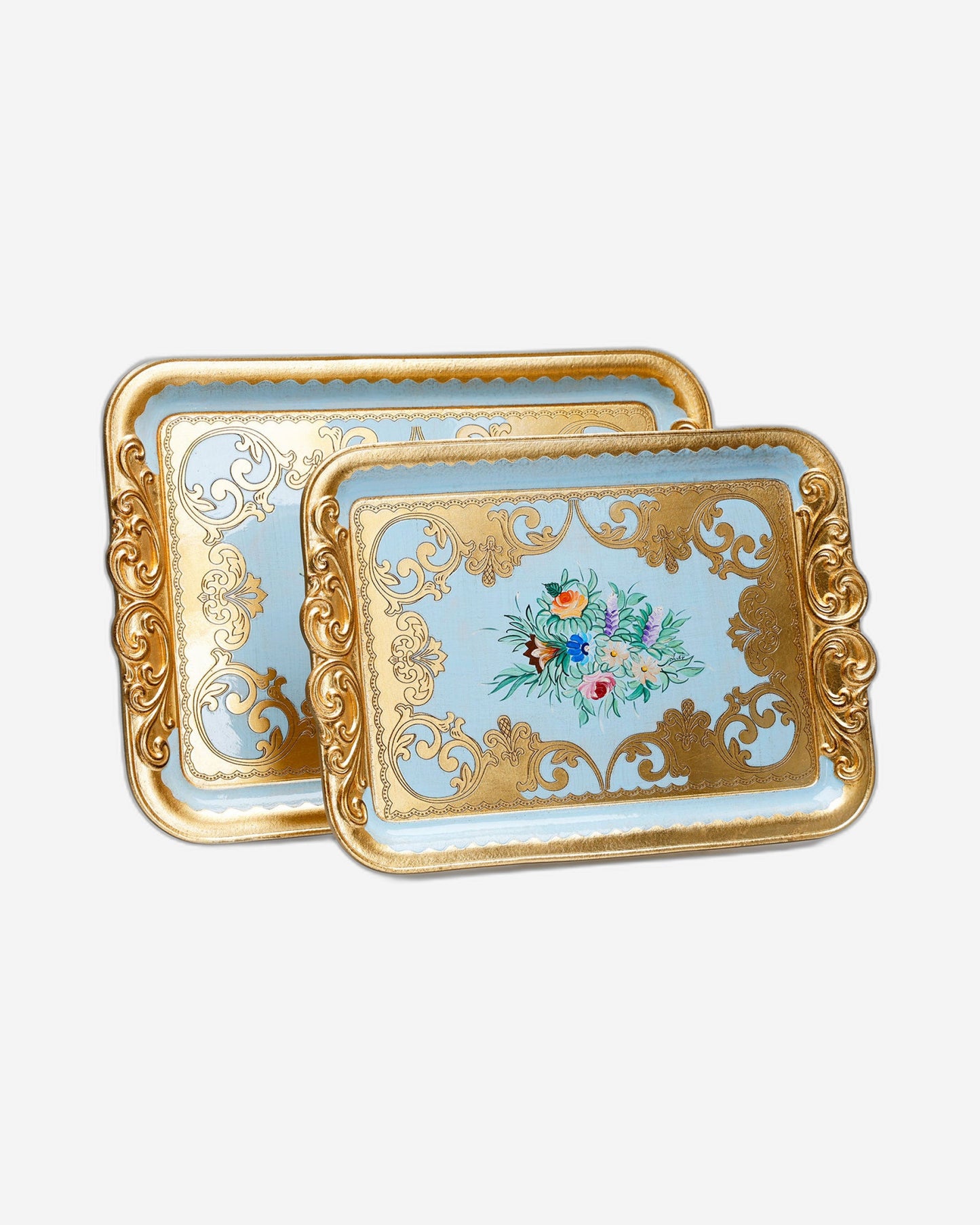 Sezzatini Ormanni Oro Celeste Ce03 Large Rect Tray With Handles - VL-234-5-3423