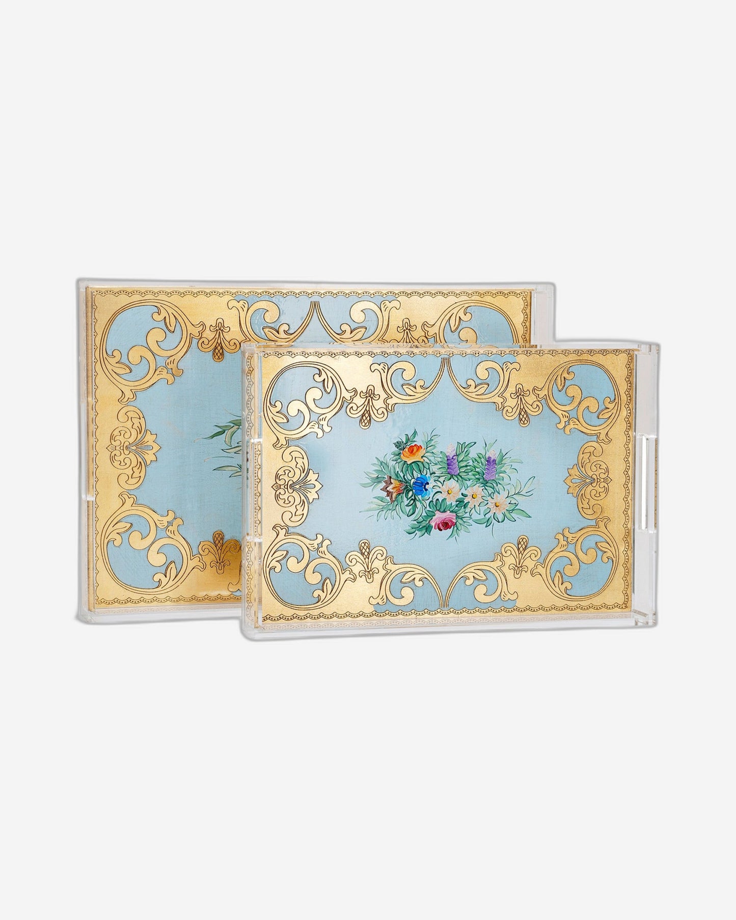 Sezzatini Ormanni Oro Celeste Ce03 Large Rect Tray With Handles - VE-275-5-3423