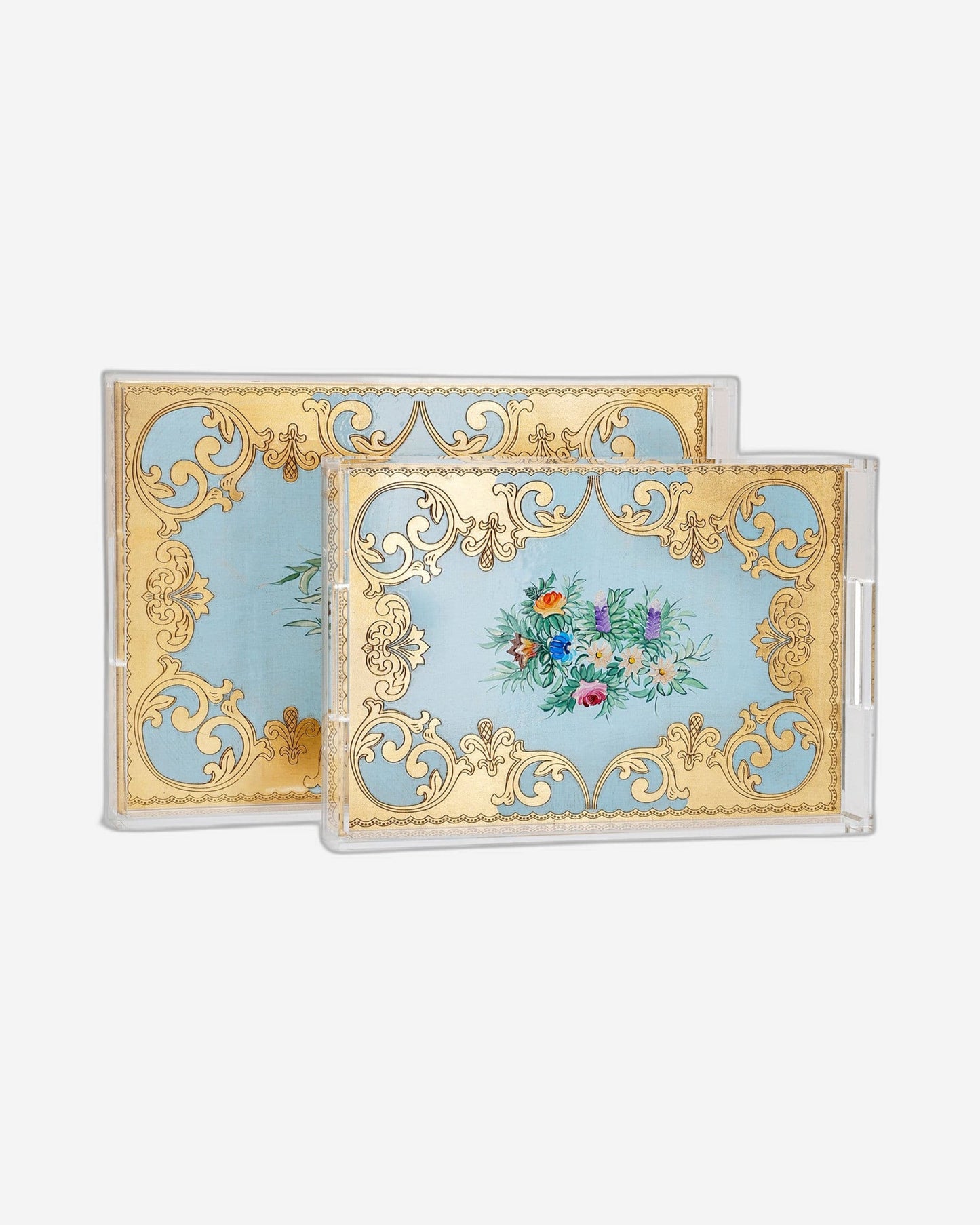 Sezzatini Ormanni Oro Celeste Ce03 Large Rect Tray With Handles - VE-275-5-3423