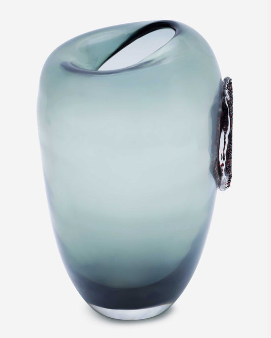 Dalian Glory Gray Vase With Glass Block -M