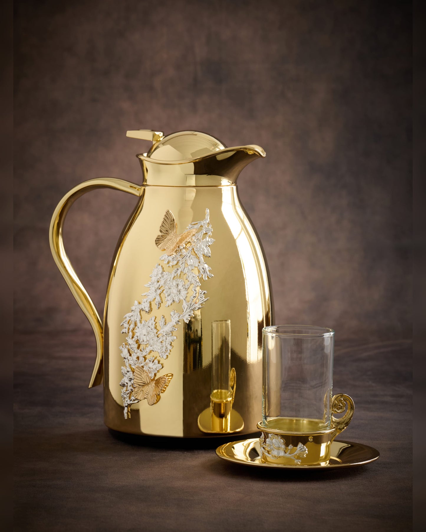 Pantazelos Thermos with Flow Decor, Butterflies & One-Side Decor – Simple Handle