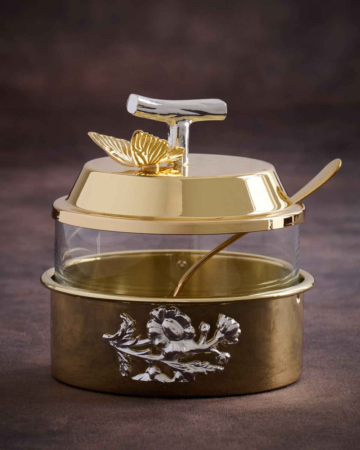 Pantazelos Sugar Pot with Case Cover & Flow Decor Butterfly Knob