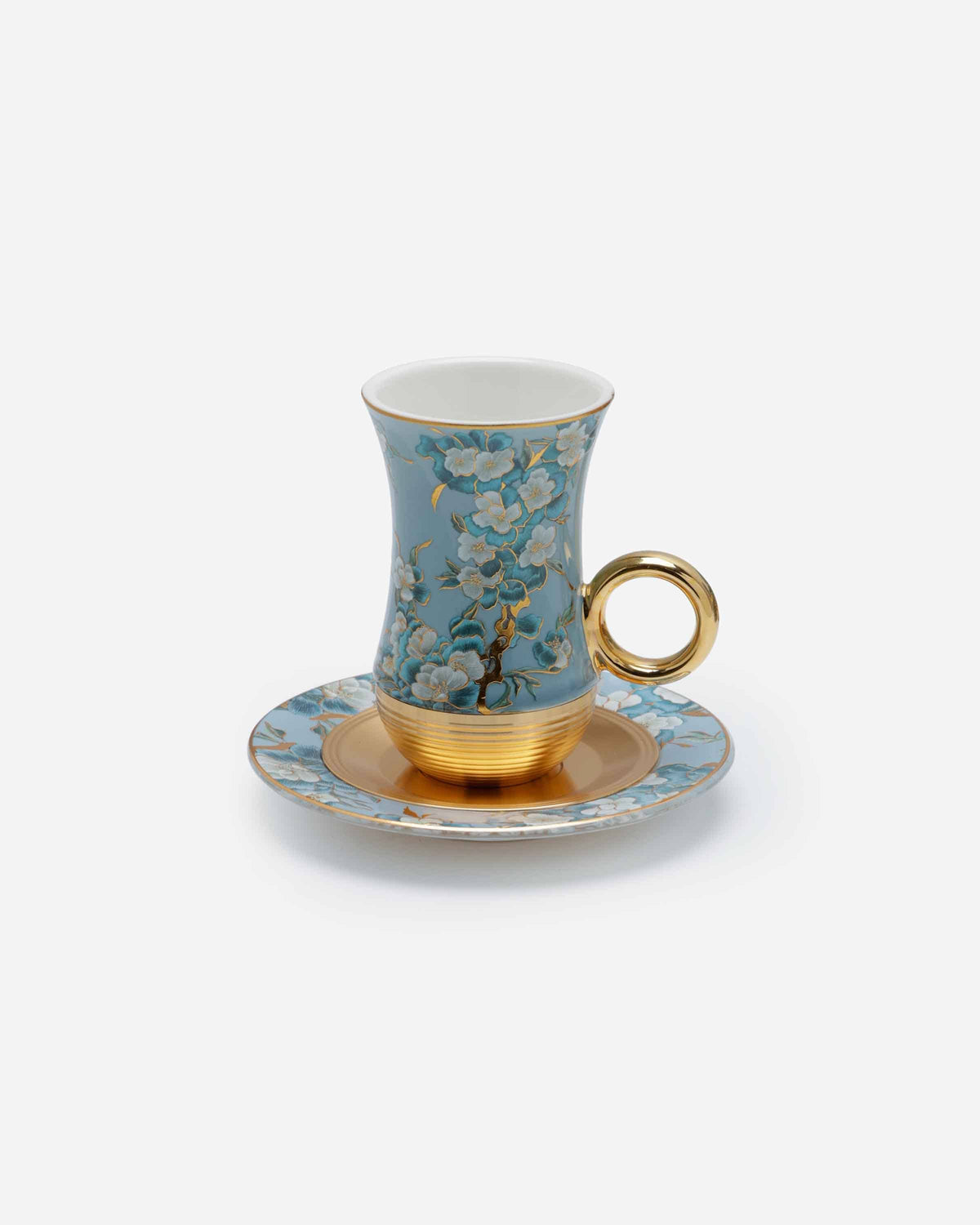 Shiny Gold Cups and Saucers, 120 ml – 207A, Set of 12