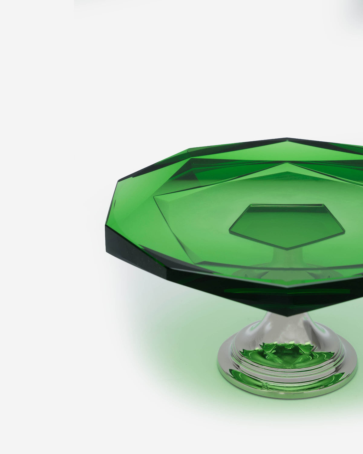 Winko Crystal Footed Cake Plate 24.5Cm Green Silver