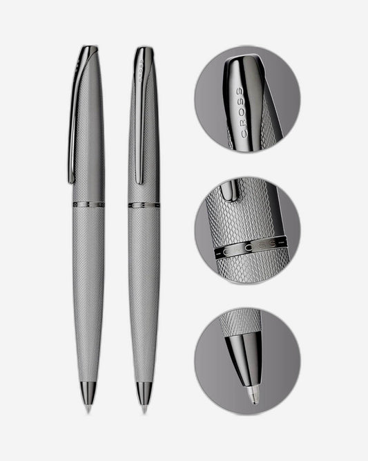 Cross Atx® Titanium Gray Pvd Etched Diamond Pattern With Polished Titanium Gray Pvd Appointments Ballpoint Pen - 882-46