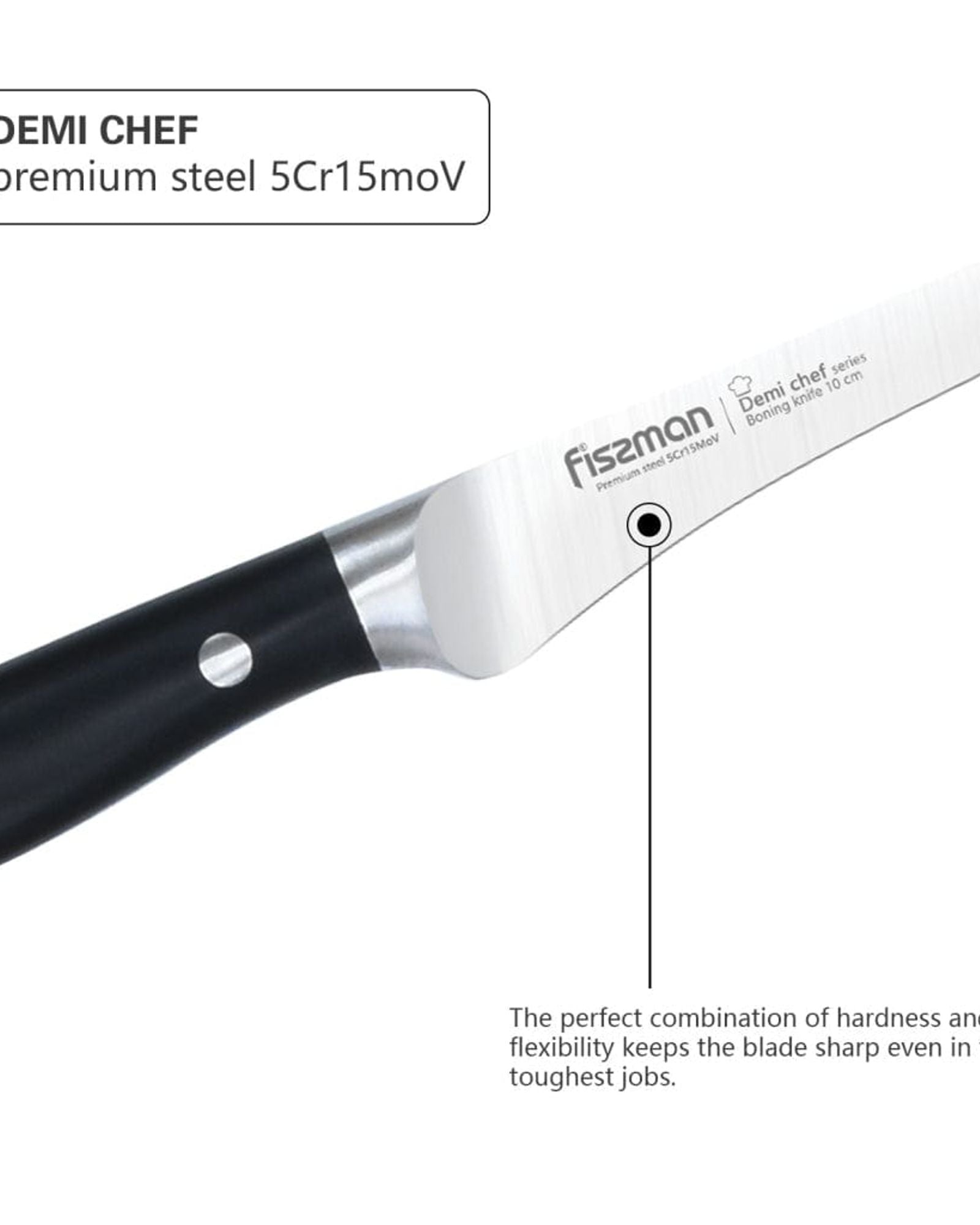 Fissman Demi Chef Non Stick Boning Knife Black/Silver 4inch