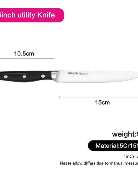 Fissman Demi Chef Non Stick Stainless Steel Utility Knife Black/Silver 6inch