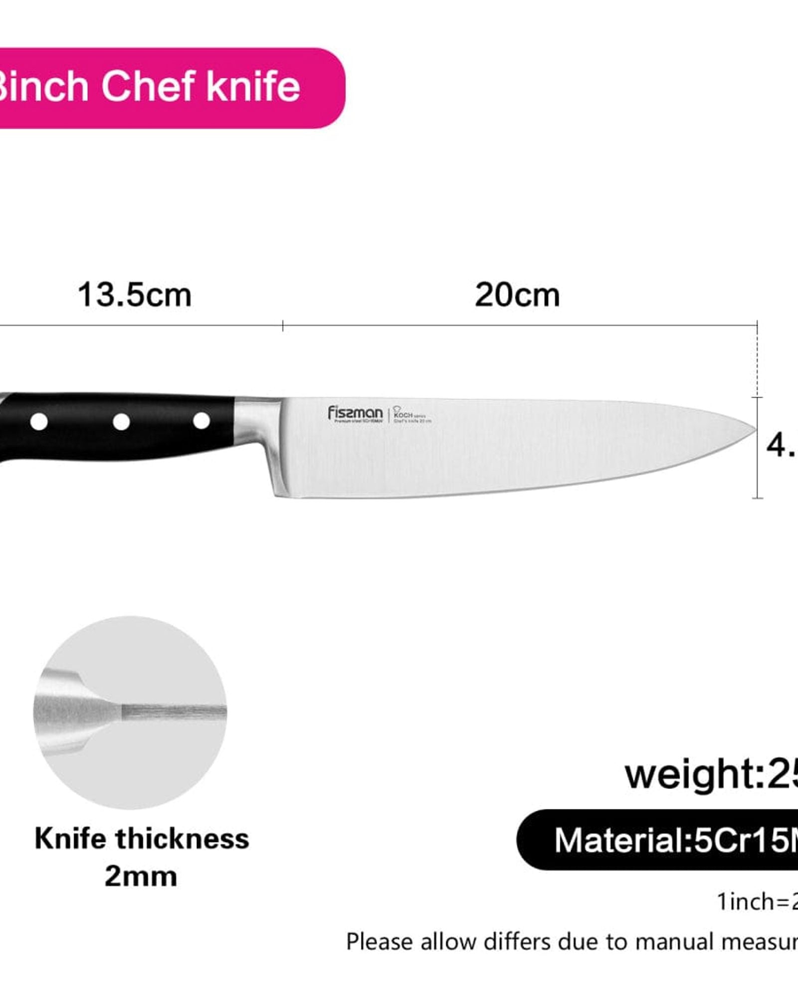 Fissman 8" Chef's Knife Koch Series (5Cr15MoV Steel)