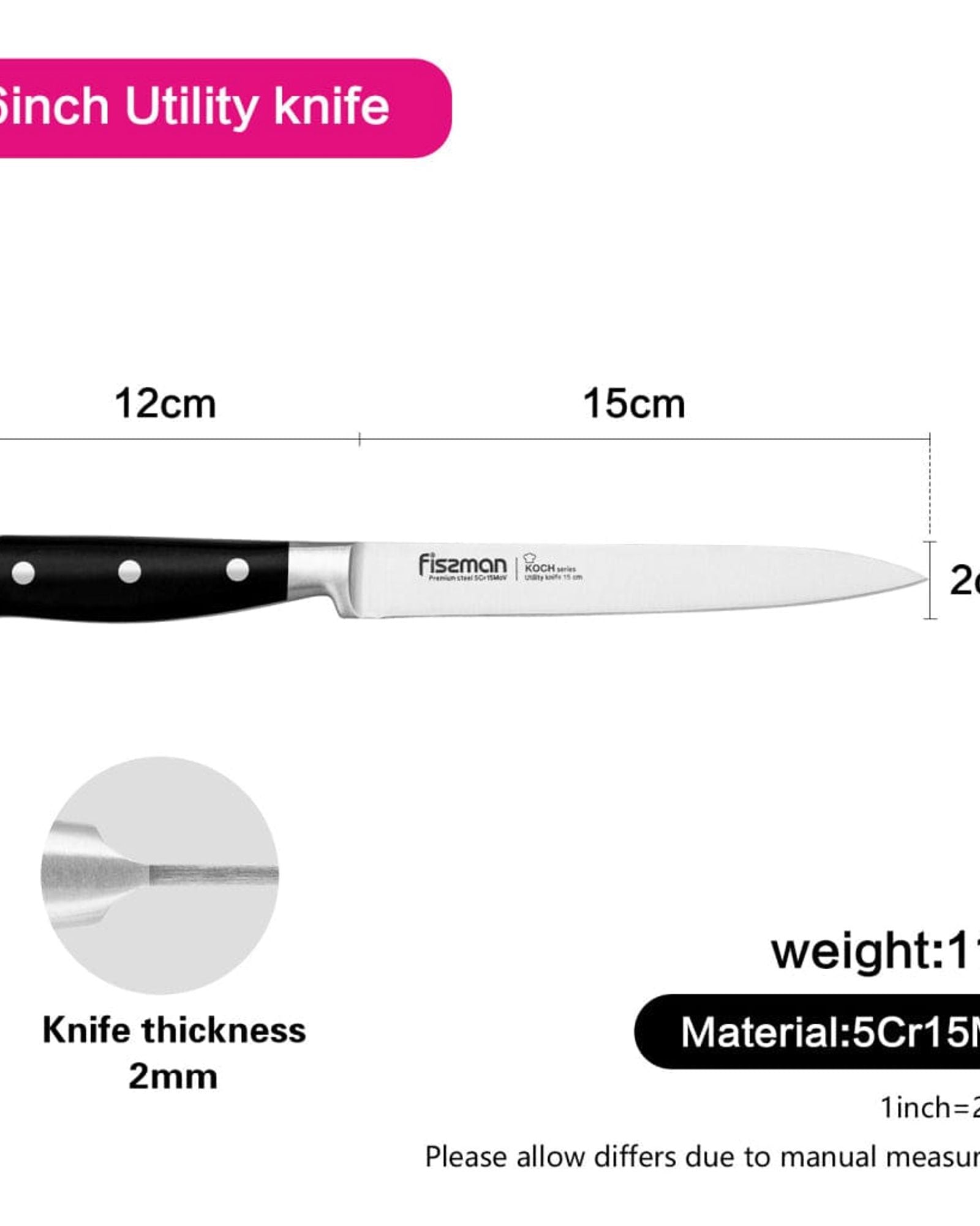 Fissman 6" Utility Knife Koch Series (5Cr15MoV Steel)