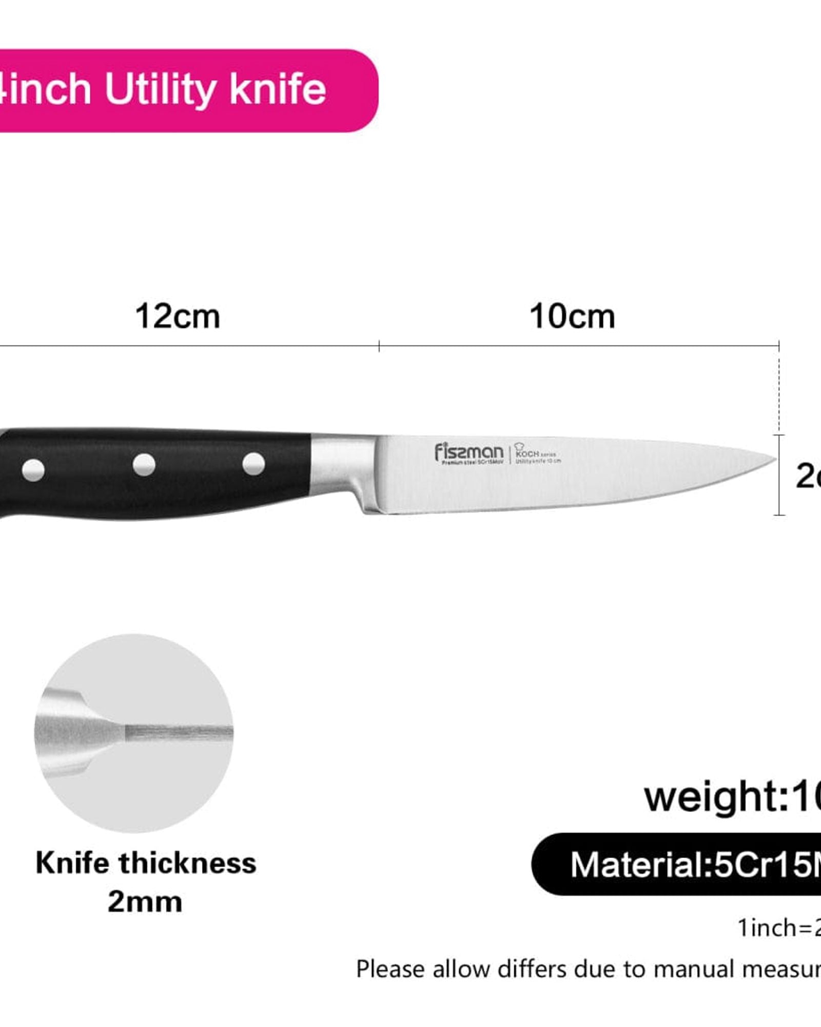 Fissman 4" Utility Knife Koch Series (5Cr15MoV Steel)