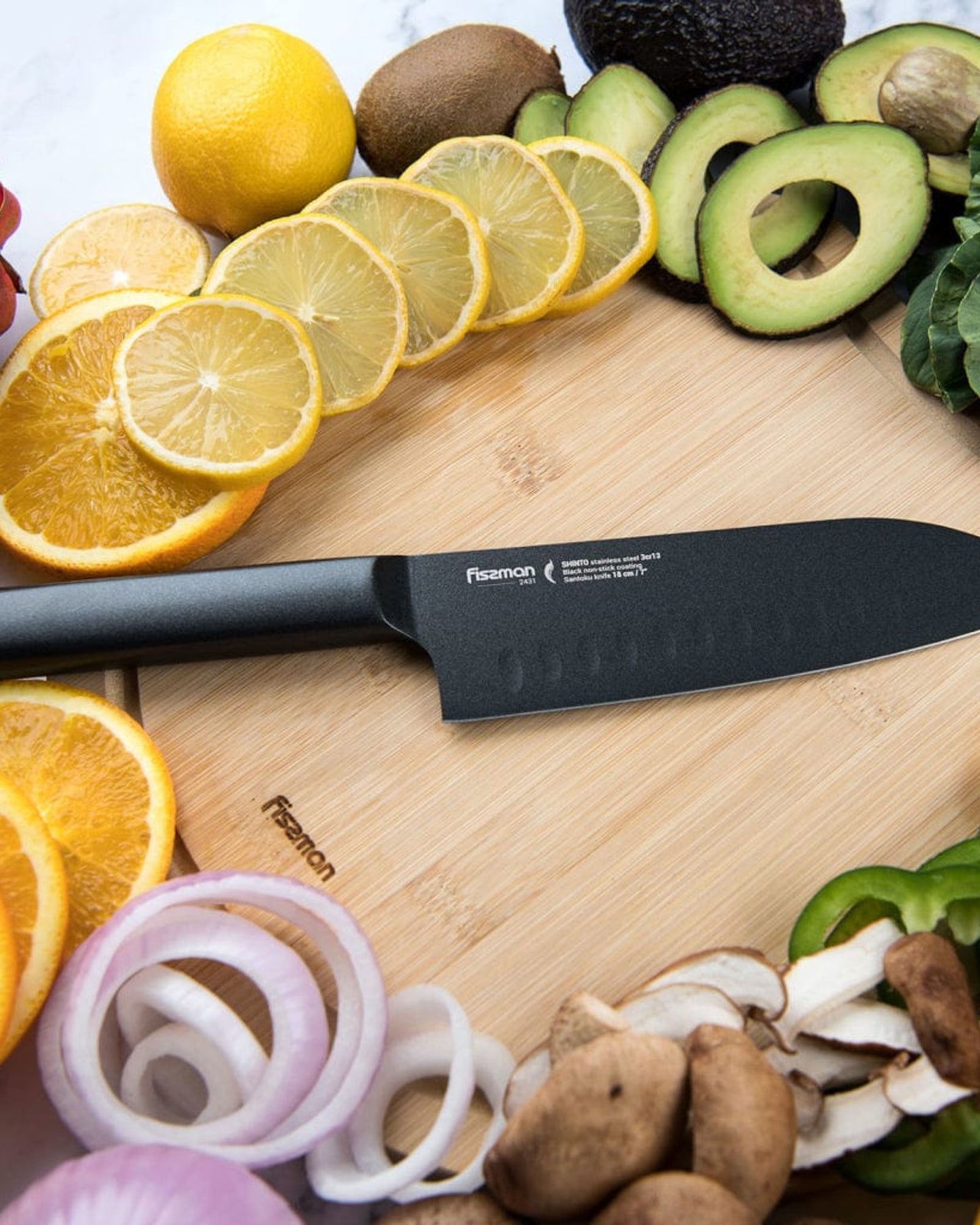Fissman Santoku Knife Shinto Black 7Inch