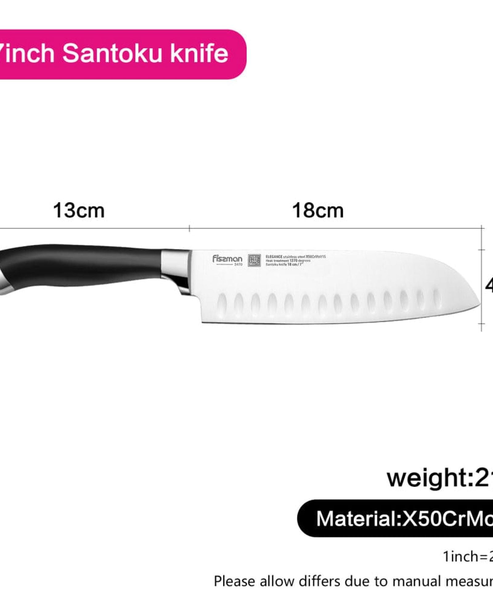 Fissman Santoku Knife Elegance Black 7inch