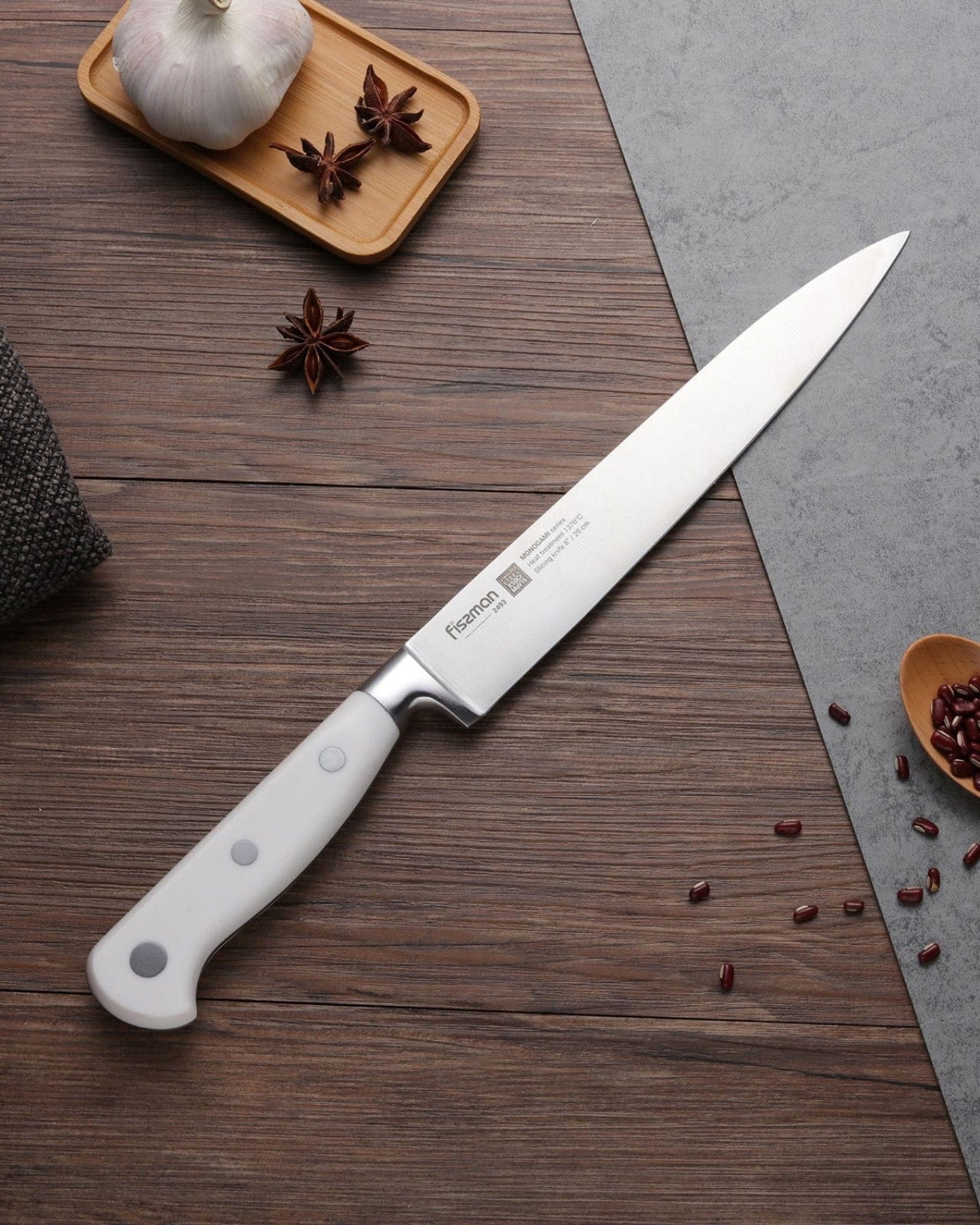 Fissman Slicing Knife Monogami White/Silver 8Inch