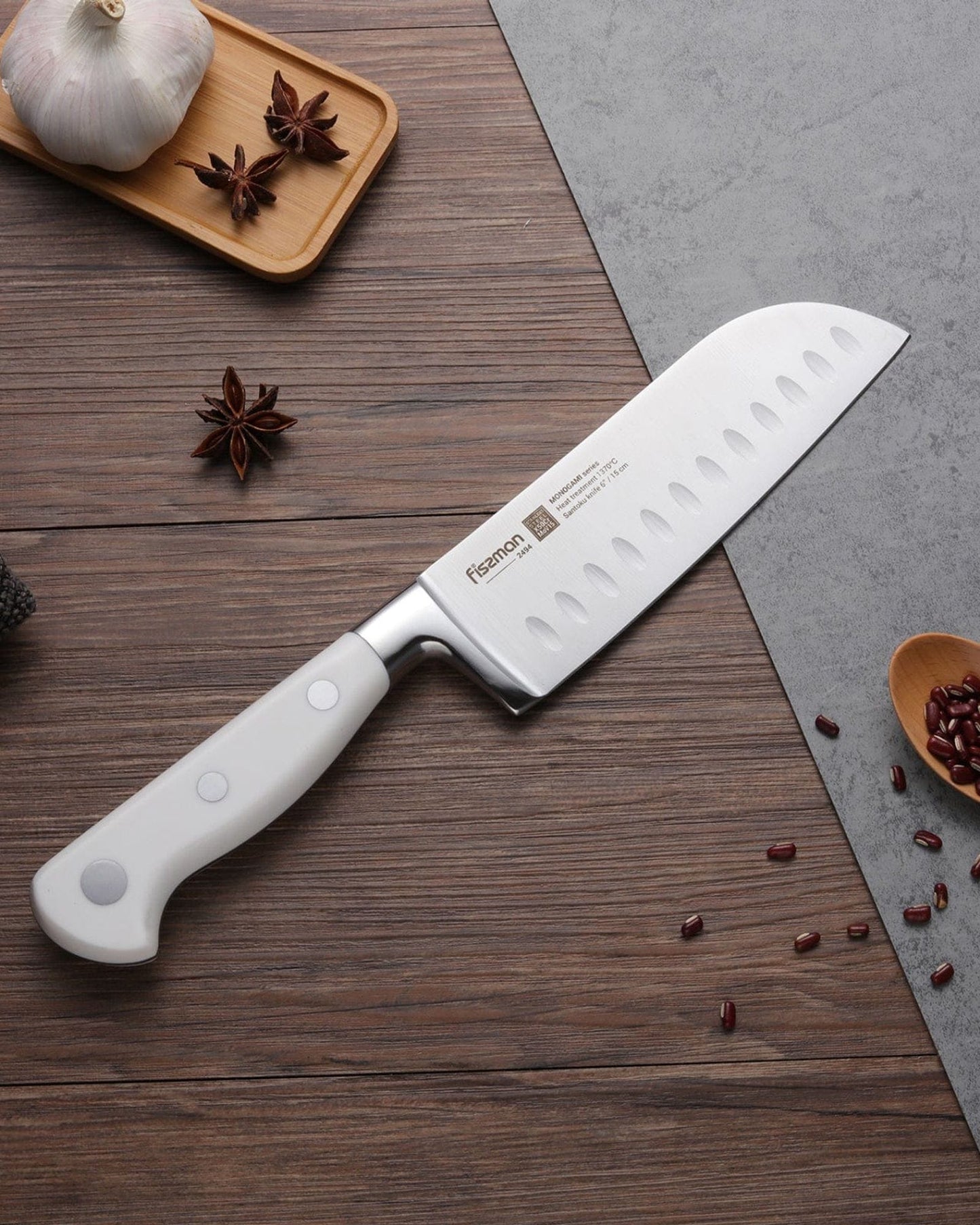 Fissman Santoku Knife Monogami Silver/White 6Inch