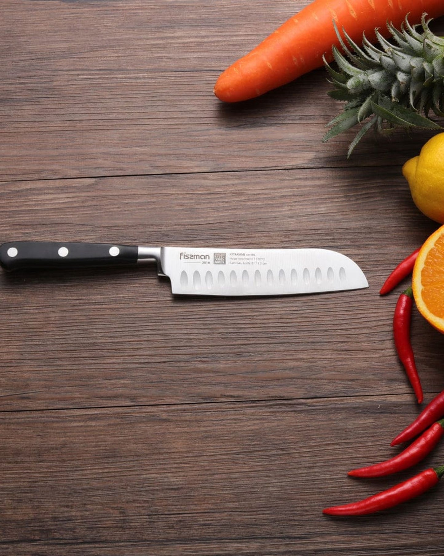 Fissman Santoku Knife 5inch Kitakami Series Non Stick Black/Silver