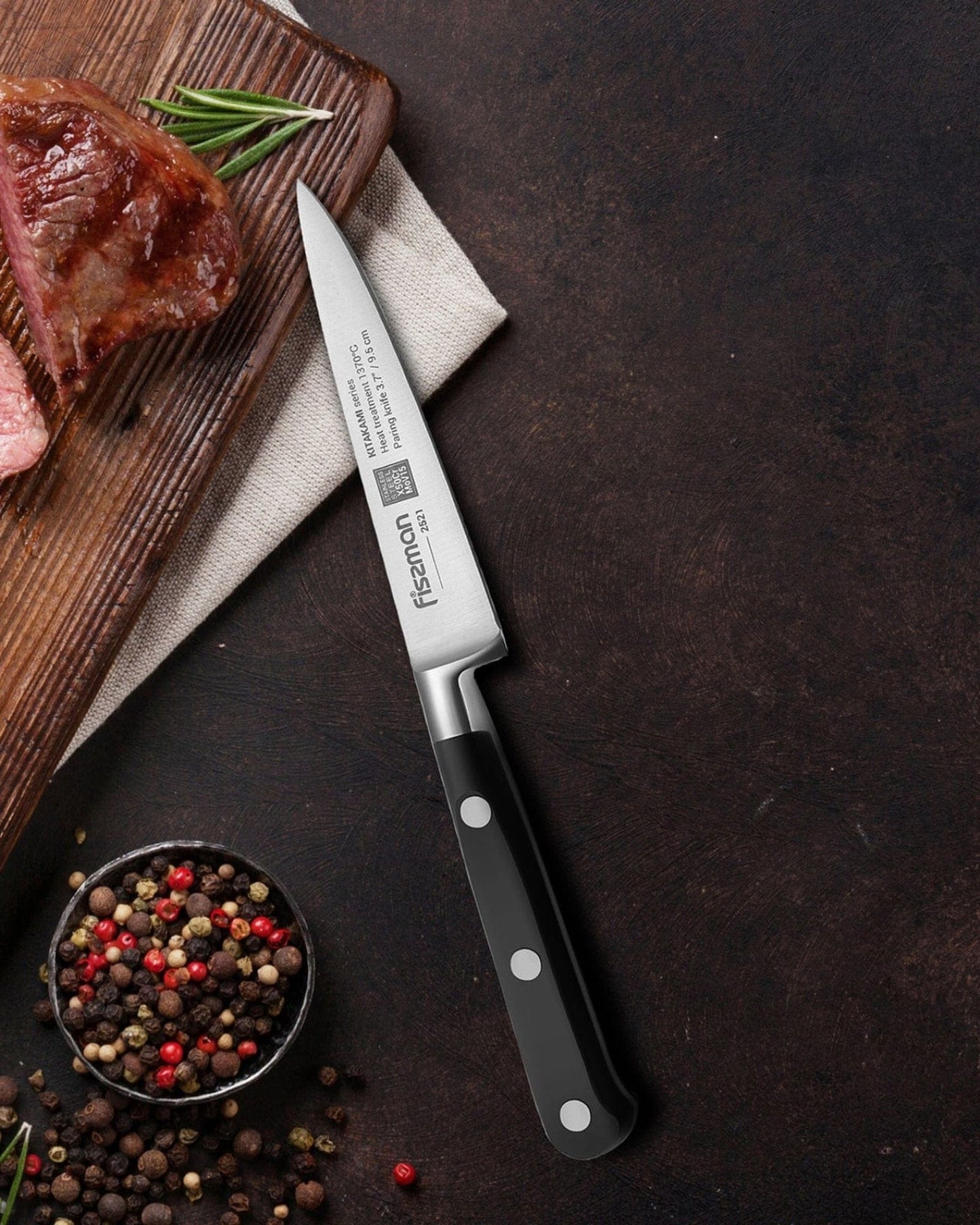 Fissman Steak Knife Kitakami Black/Silver 4.5Inch