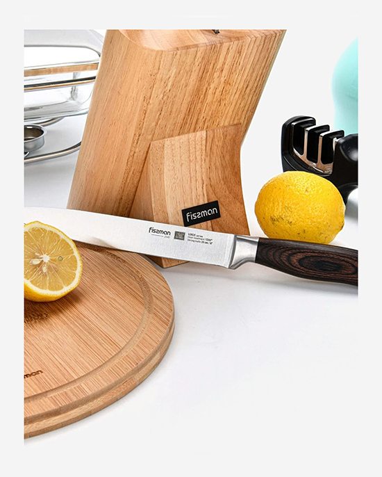 Fissman Slicing Knife Lorze Silver/Brown 8inch Stainless Steel