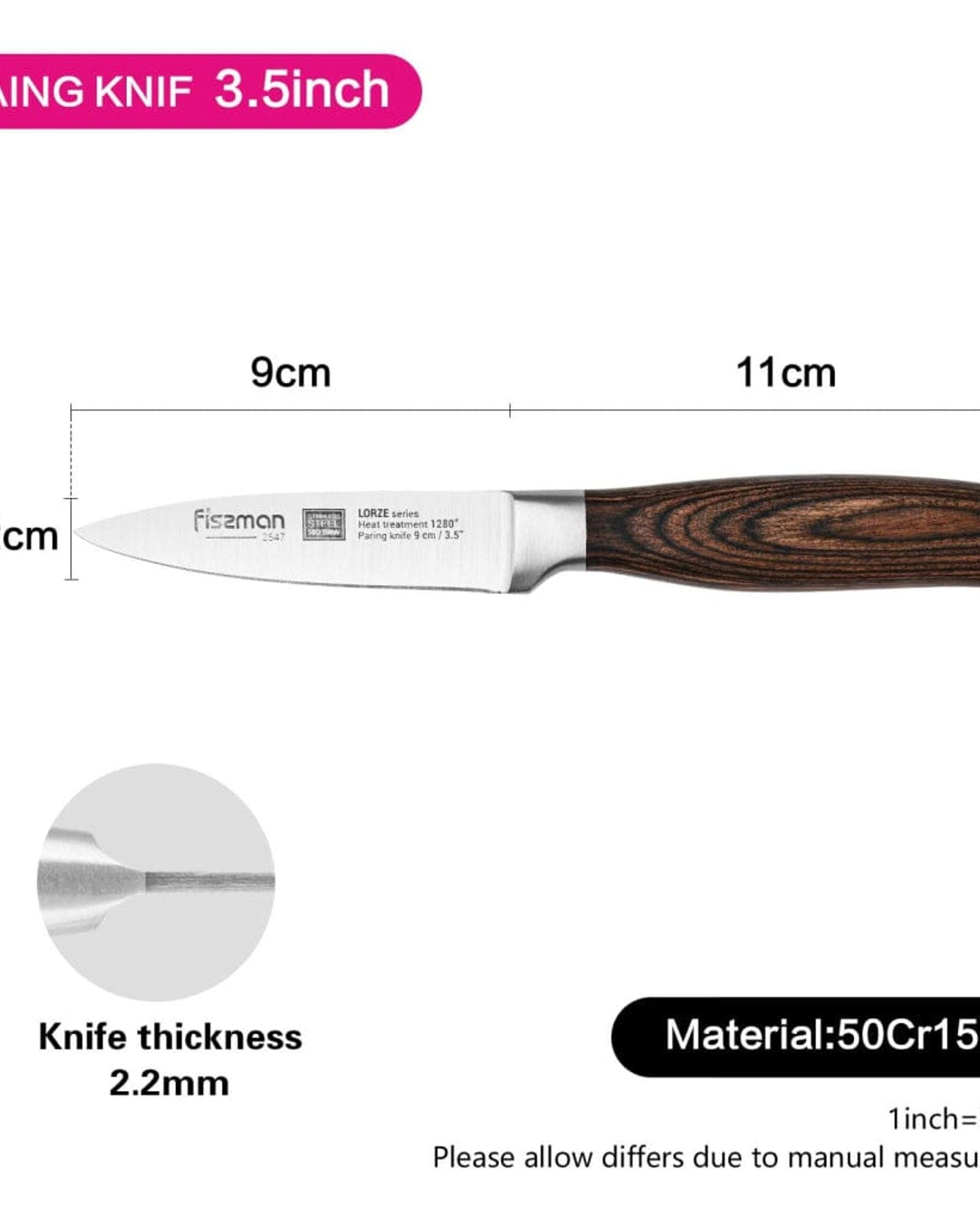 Fissman Paring Knife Silver/Brown 3.5inch Stainless Steel