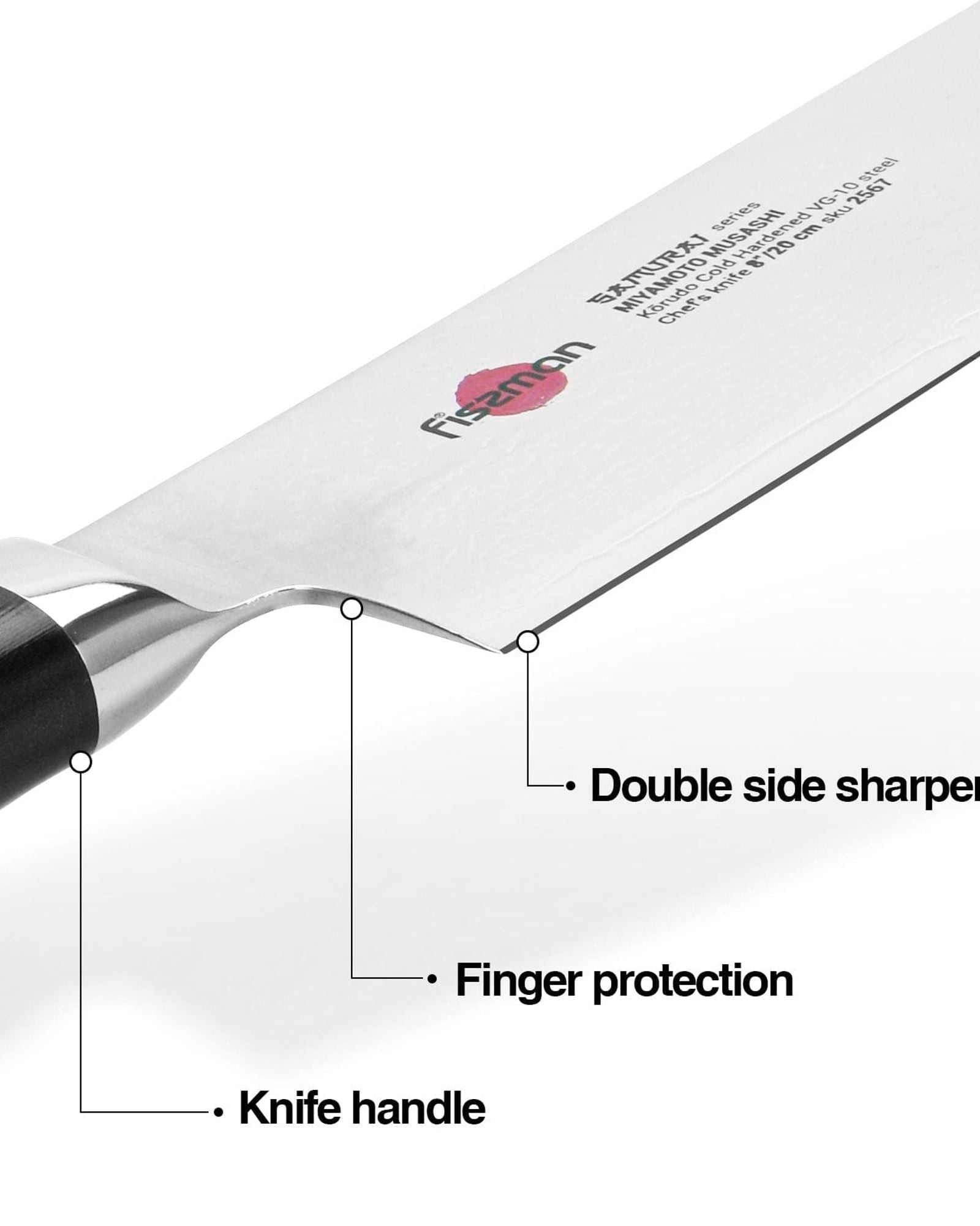 Fissman 8" Chef's Knife SAMURAI MUSASHI 20 Cm (Steel DAMASCUS)