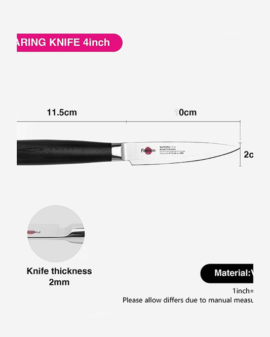 Fissman 4" Paring Knife SAMURAI MUSASHI 10 Cm (Steel DAMASCUS)