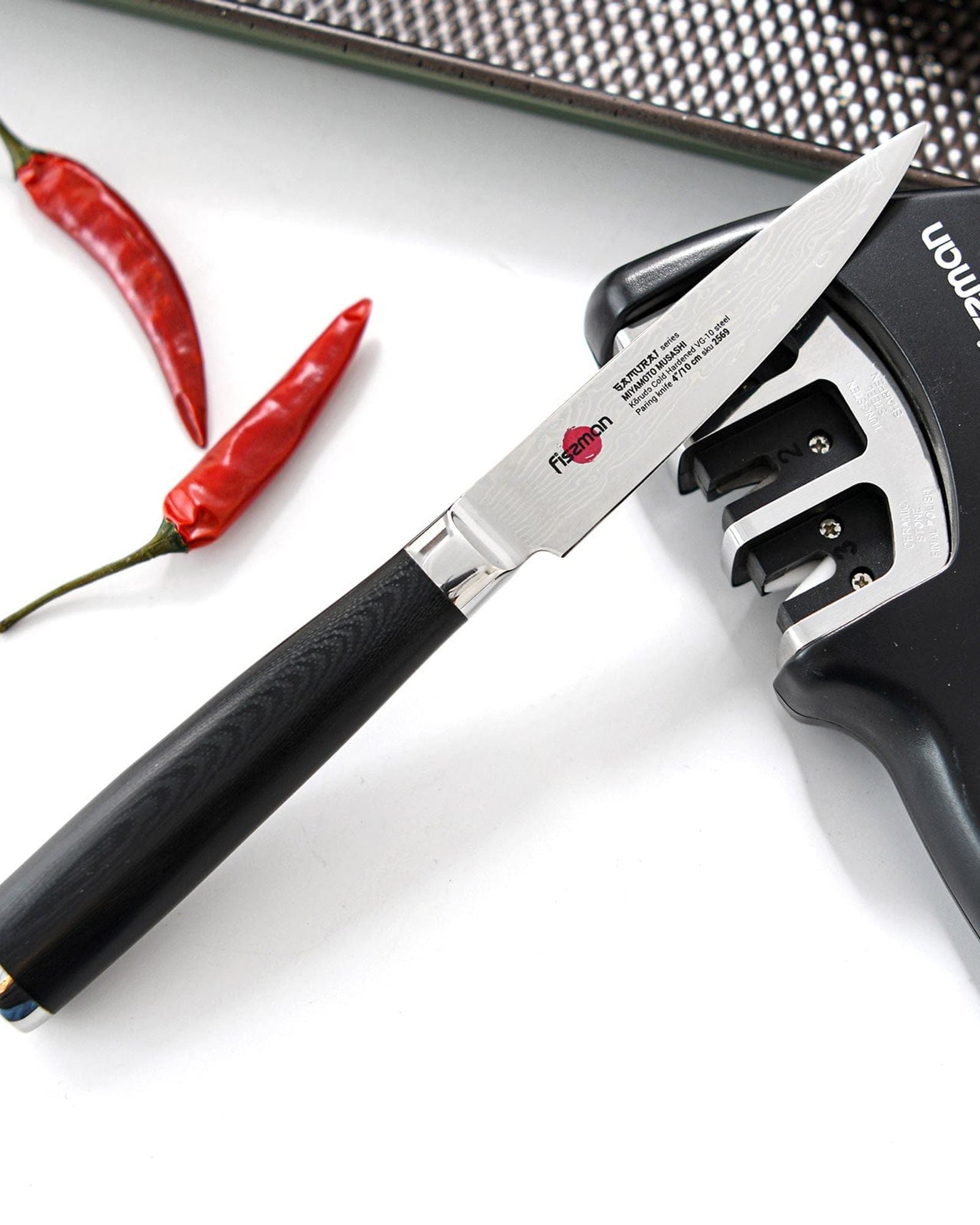 Fissman 4" Paring Knife SAMURAI MUSASHI 10 Cm (Steel DAMASCUS)