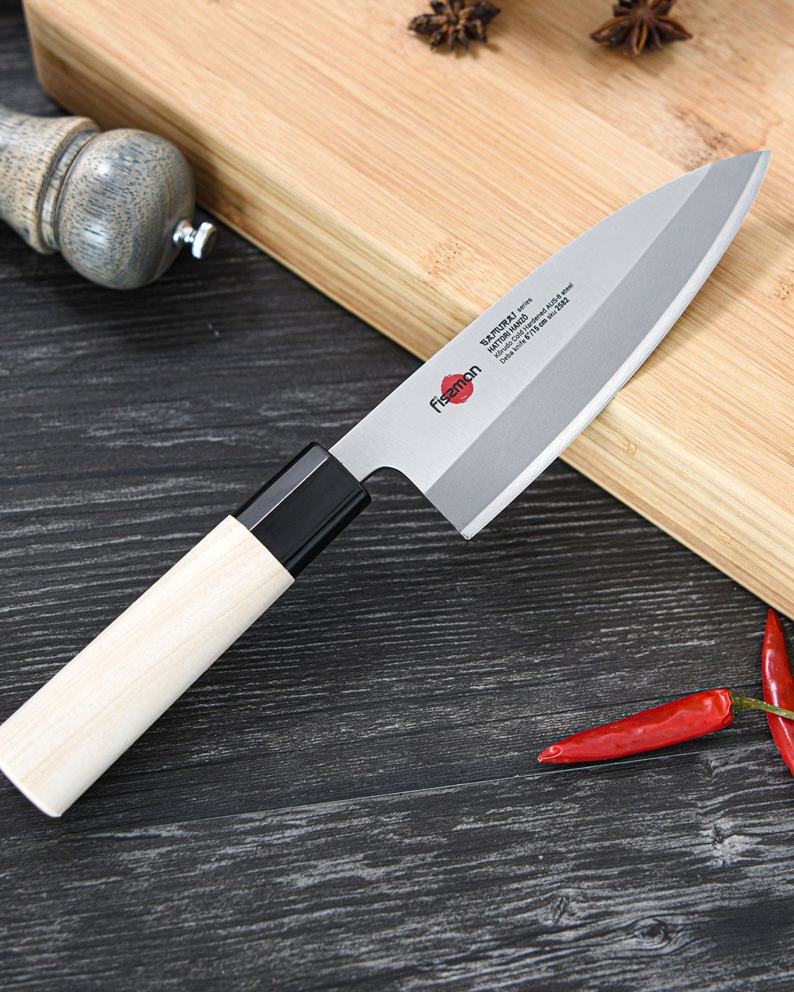 Fissman 6" Deba Knife SAMURAI HANZO 15 Cm(steel AUS-8)