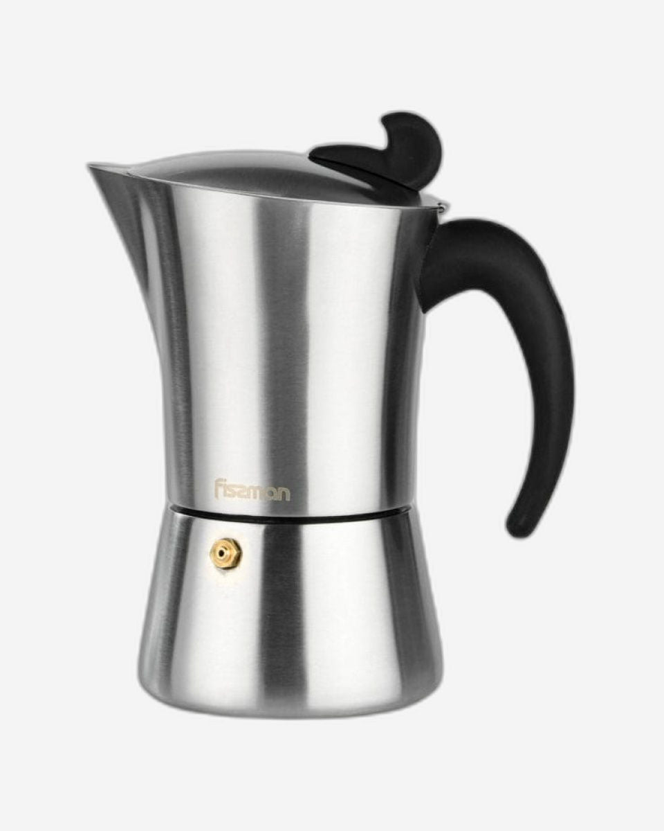Fissman Espresso Maker Stainless Steel Stovetop For 6 Cups Silver/Black 360ml