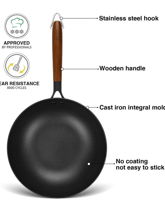 Fissman Wok Seagreen Series 28x8cm/4LTR (Enamelled Lightweight Cast Iron With Non-Stick Coating)