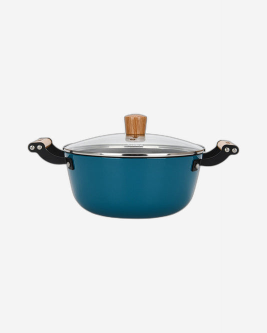 Fissman Stockpot Seagreen Series Series With Glass Lid Enamelled Lightweight Cast Iron With Non-Stick Coating 24x11cm/4LTR