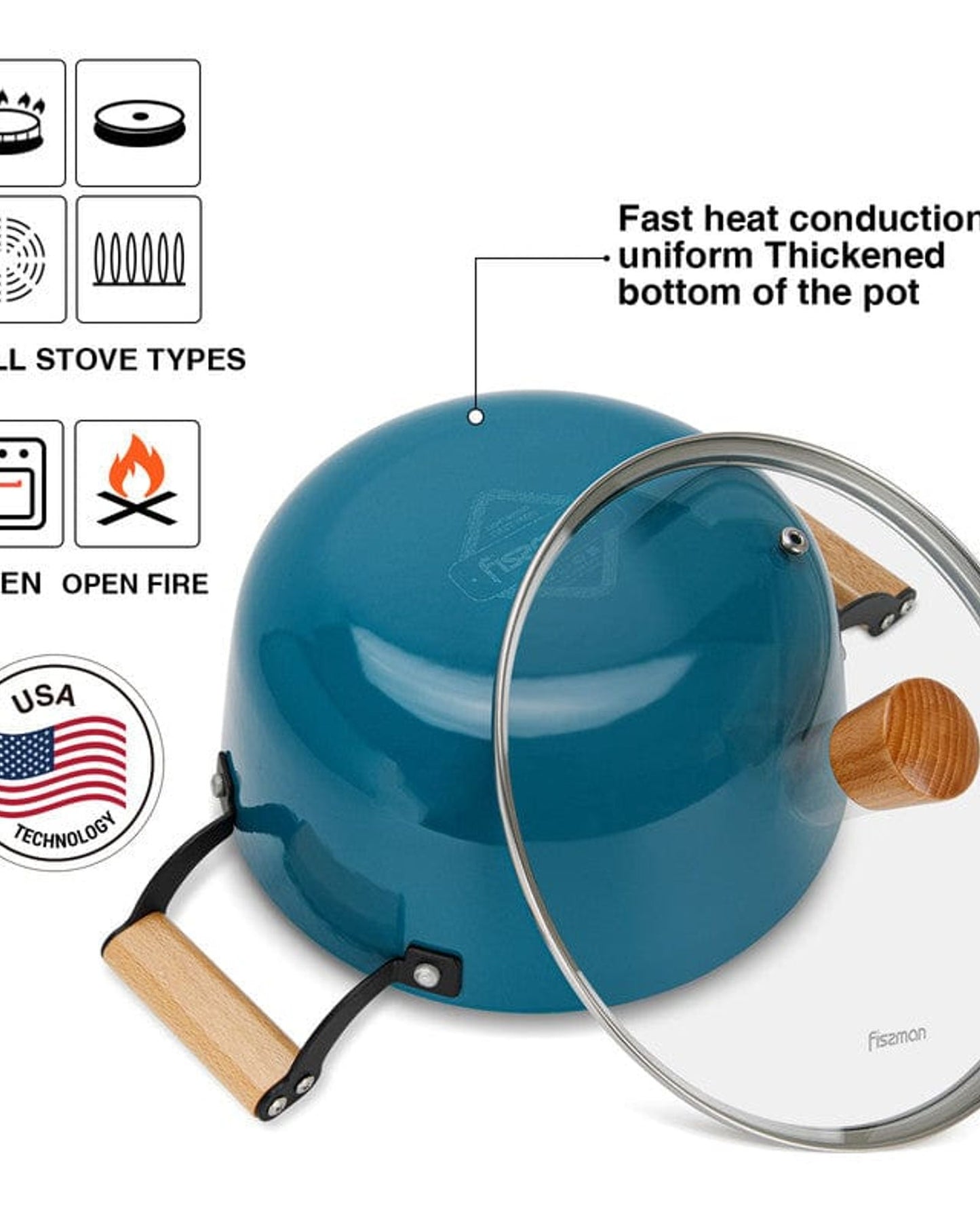 Fissman Stockpot Seagreen Cast Iron 4L