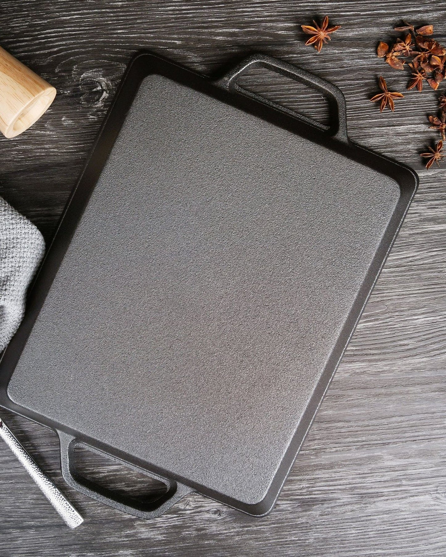 Fissman Grill Pan Cast Iron Rectangular Black 32.5cm