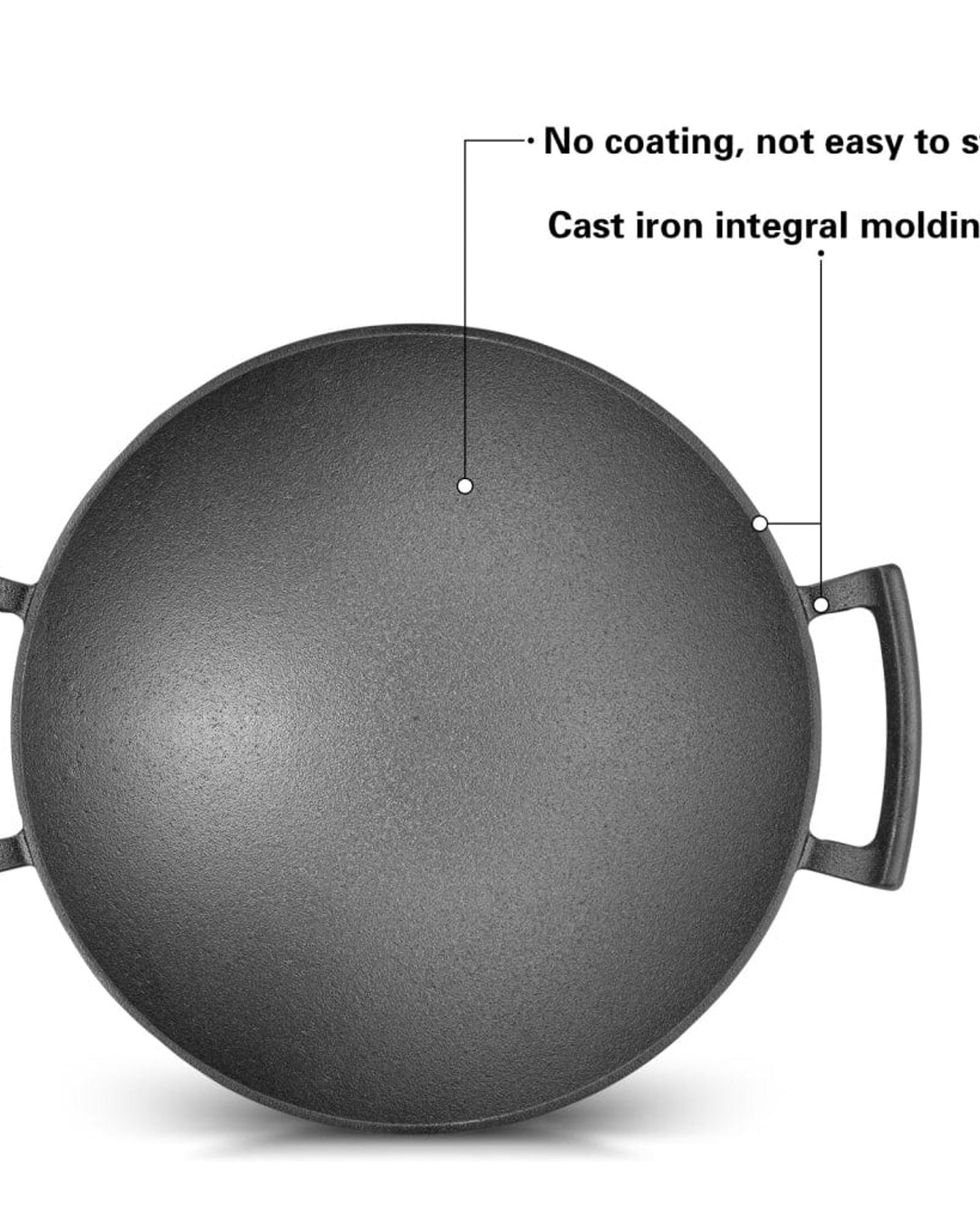 Fissman Wok With Glass Lid Cast Iron 35x10.4cm/4.85LTR Black/Clear