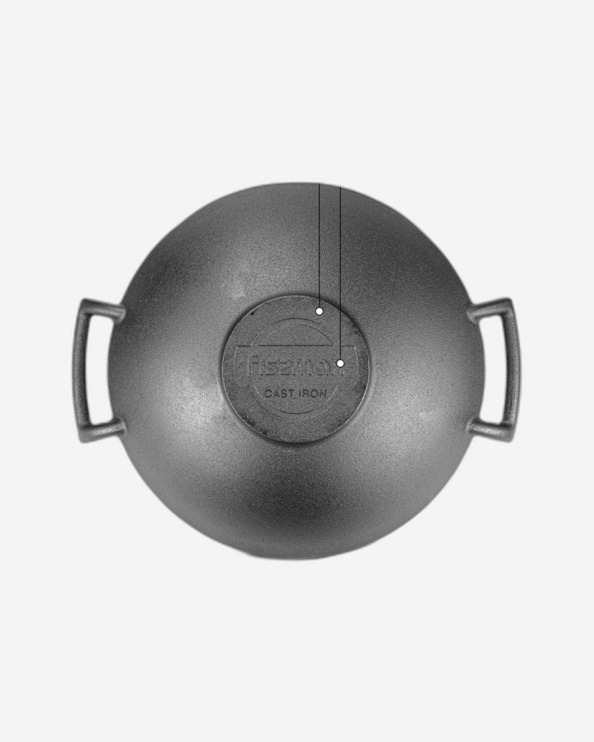 Fissman Wok With Glass Lid Cast Iron 35x10.4cm/4.85LTR Black/Clear