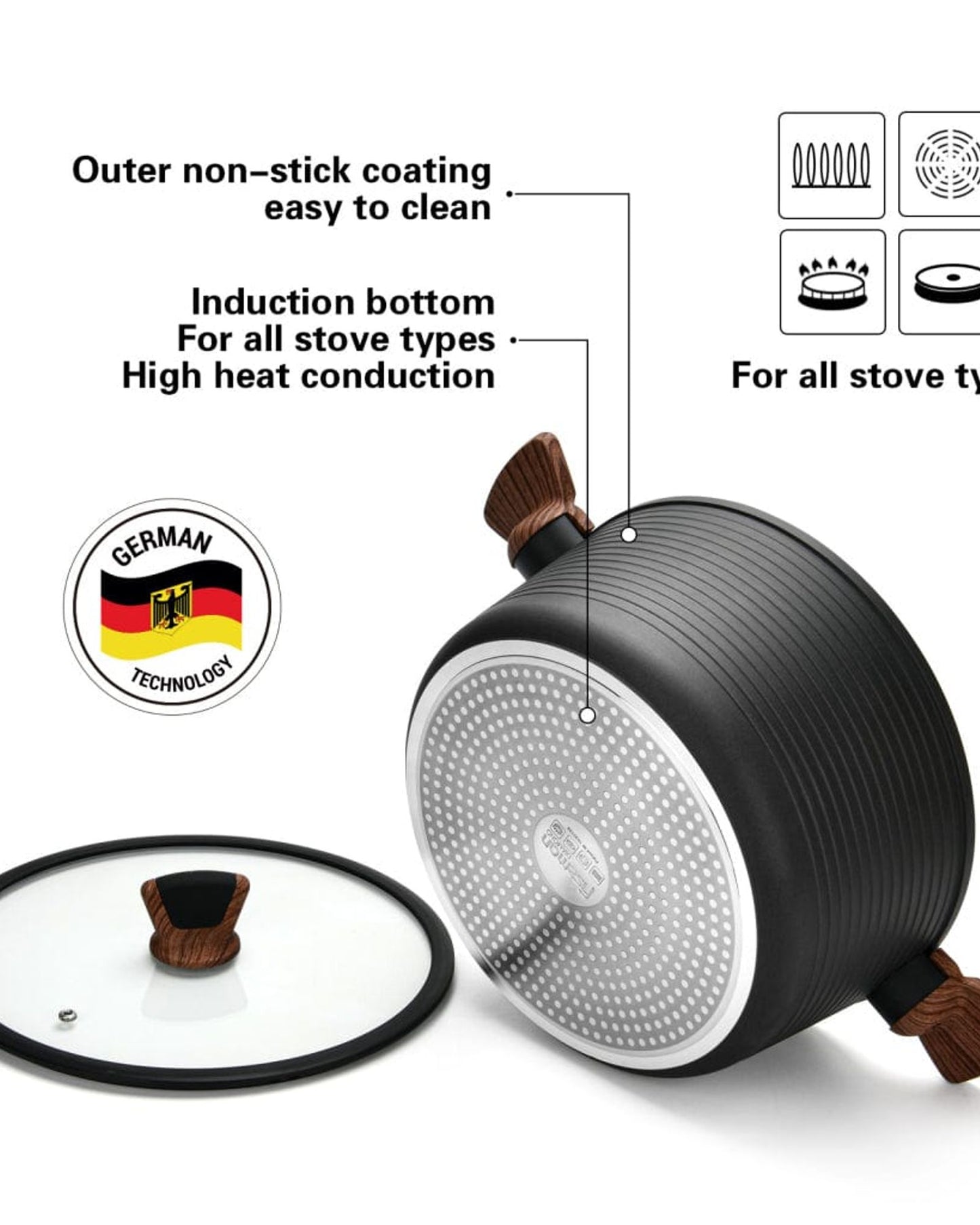 Fissman Stockpot Diamond Aluminum Grey 24cm