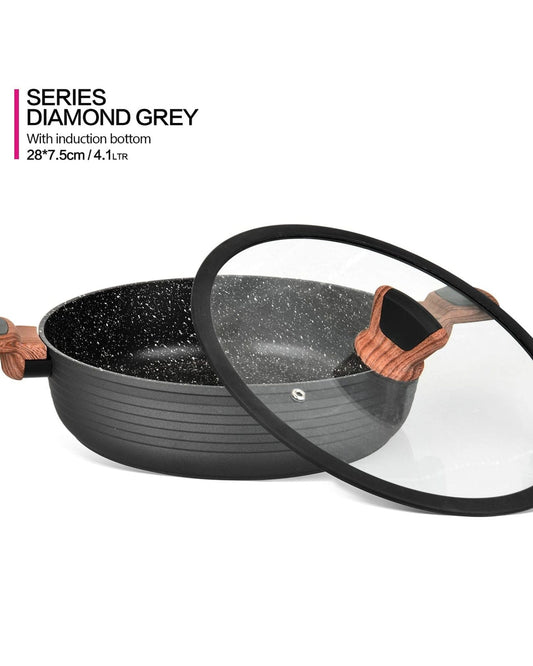 Fissman Casserole Diamond Aluminum Black 28cm