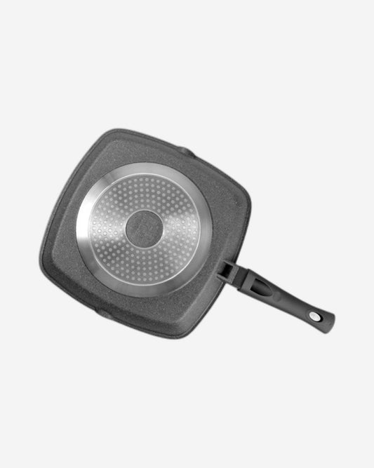 Fissman Square Grill Pan With Bakelite Handle Stone Series Non Stick Coating Platinum Black 28x4.3cm